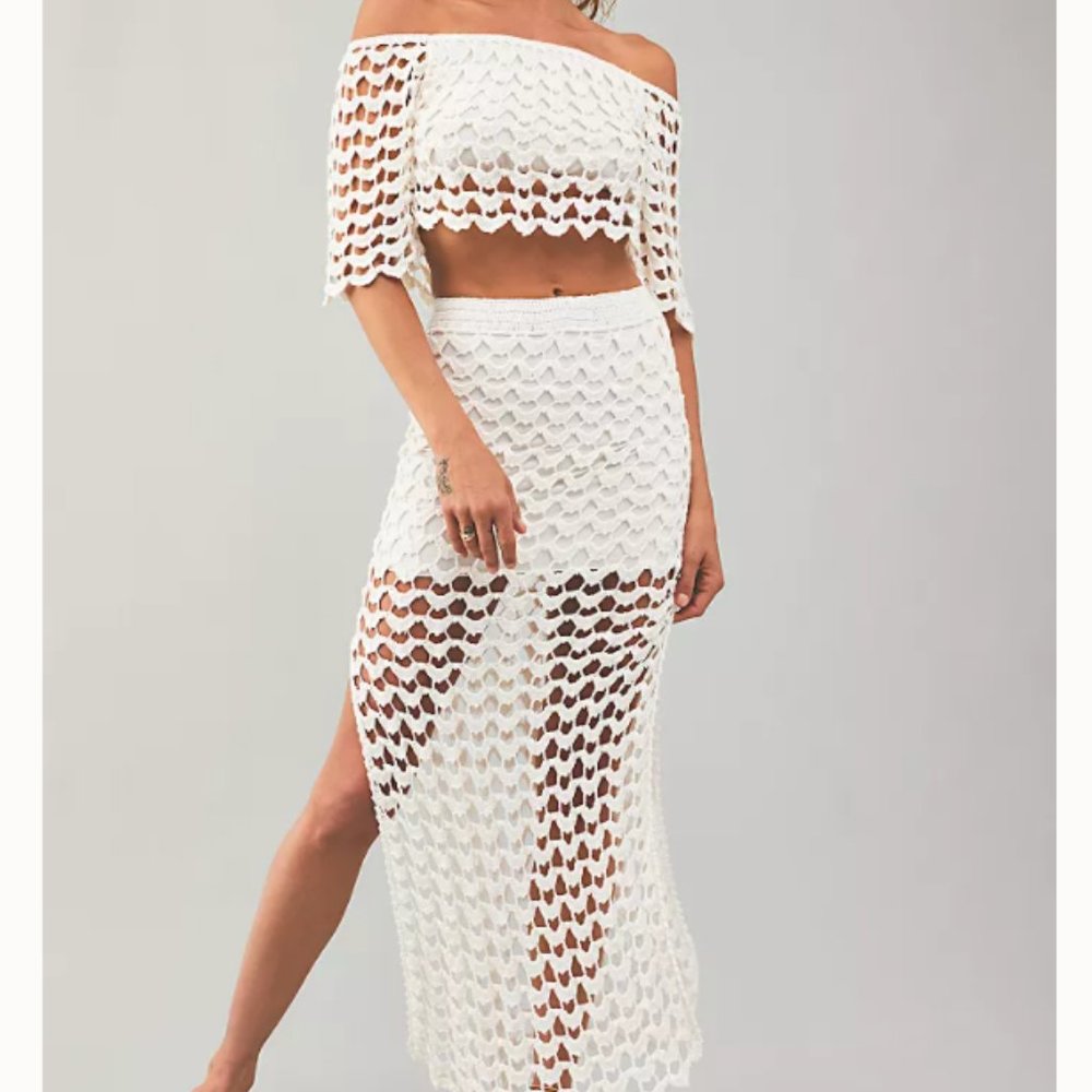 Flook + Free People 2-piece Ivory Crochet Set